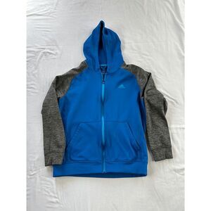 Men's Adidas Zip Up Jacket with Hood, Size Large, Blue/Gray Athletic, Fall